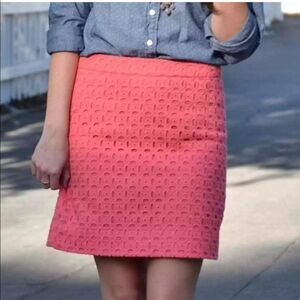 J Crew Women’s 2 S Small Pink Explored Eyelet Cotton Pencil Mini Skirt